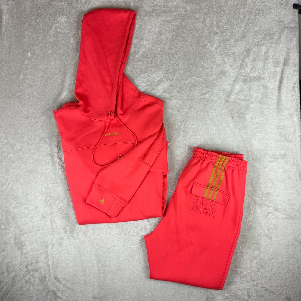 Adidas x Ivy Park Real Coral Hoodie Sweatshirt Jogger Set Unisex L Oversized NWT